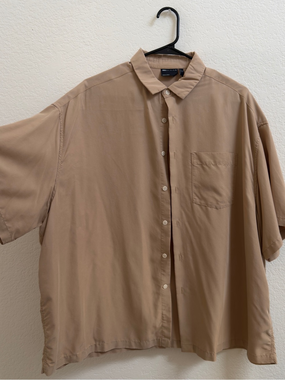 ASOS Men's Short Sleeve Button-Down Shirt - Tan